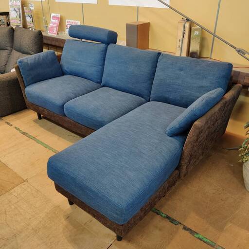 【愛品倶楽部柏店】島忠 ヘッドレスト付オットマン式カウチソファ ジョイ