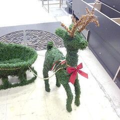 クリスマス トナカイ＆ソリ 飾り オブジェ トナカイ高さ56㎝ 緑 置物 デコレーション オーナメント 芝風　グリーン 札幌市 新道東店の画像