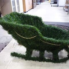 クリスマス トナカイ＆ソリ 飾り オブジェ トナカイ高さ56㎝ 緑 置物 デコレーション オーナメント 芝風　グリーン 札幌市 新道東店の画像