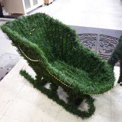クリスマス トナカイ＆ソリ 飾り オブジェ トナカイ高さ56㎝ 緑 置物 デコレーション オーナメント 芝風　グリーン 札幌市 新道東店の画像