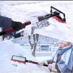 【新品】車用スノーブラシ 78-100CM 伸縮式 多機能 除雪ブラシの画像
