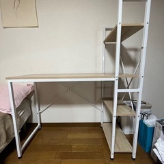 シェルフ付きデスク 左右どちらにも設置可能 収納デスク ラック付きデスクの画像