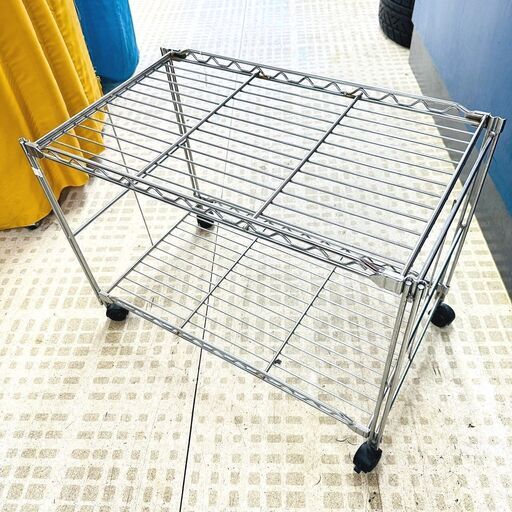 2/20【お買得品】家具 メタルラック 2段 キャスター付き 収納②