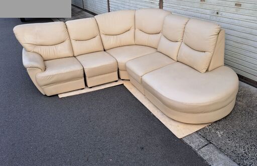 合皮 3～4人用 コーナーソファ セパレート 白 幅250cm×奥行220cm×高さ83cm（座高35cm）