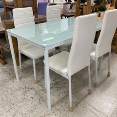 【愛品館 江戸川店】IKEA（イケア）ガラスダイニングテーブル5点セット ID:152-008941-007