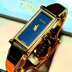 GUCCI  バングルウォッチ ゴールド×ブラック クオーツ 1500 腕時計