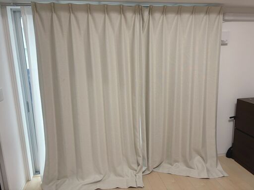 遮光1級 遮熱 防炎 カーテン 2枚 幅100cm 丈210cm ニトリ アイボリー