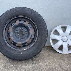 【屋内保管】スタッドレスタイヤ4本セット 145/80R13 L375タント純正スチールホイール　キャップ付