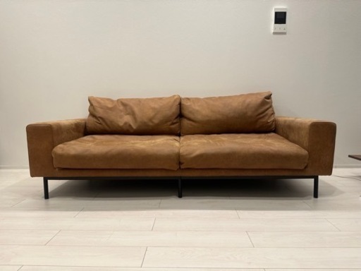 プルート3人掛けソファー/ソファ/ヴィンテージ風/スーパーレザーテックス/革/レザー/ブラウン/COMFORM/コンフォーム/関家具/幅198cm