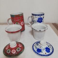 値下げ　マグカップ　茶こし　蓋付き　中国茶の画像