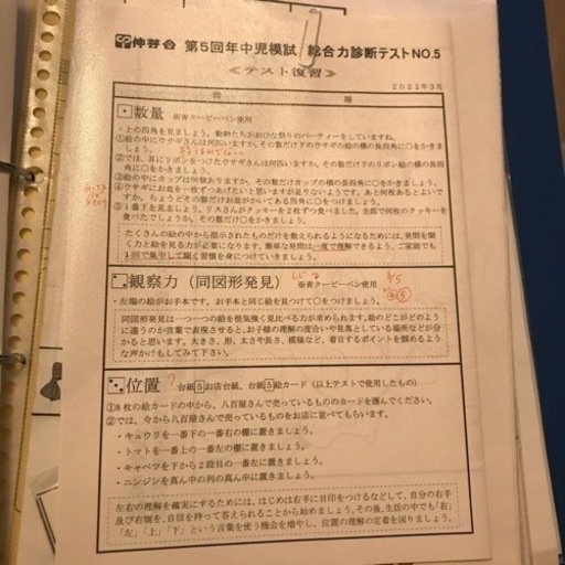 伸芽会　年中　月一模試セット　解答未記入　スイングおまけ付き