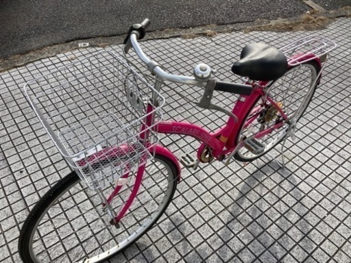 【27インチ自転車】6段変速付　前後タイヤ、チェーン、前カゴ、鍵新品❗️スペアキーあり　柔らかサドル使用❗️若林自転車　浜大津店　SA