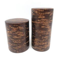 ss5836　桜皮細工　茶筒　2本セット　茶匙1個付き　樺細工　フキ　蕗　茶葉　容器　ケース　茶道具　伝統工芸品　木工　茶缶　お茶　コーヒー　珈琲　和風　小物の画像