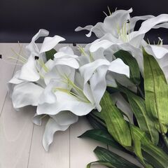 (O-2312FB18)◆フェイクフラワー&フラワーベース◆Φ16.5cm×H46cm◆クリーム◆の画像