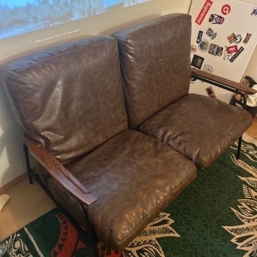 2人掛けレザーソファー