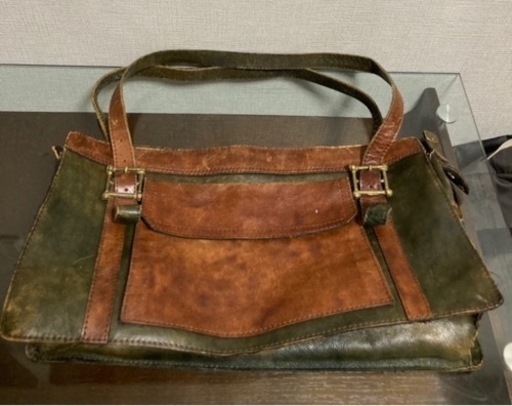 革製 アンティークバッグ ビジネスバッグ ハンドメイド手作り メンズ 男性 中古