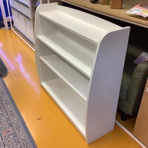 シンプルデザイン キッズ収納家具シリーズ CREA クレア 棚付絵本ラック 【リサイクルサービス八光】幅93cm　CREA　クレアシリーズ　本棚 ホワイト