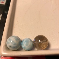 天然石　ハンドメイド　パワーストーン　珠数　ブレスレット　ルチルクォーツ　ラリマー　ハンドメイドの画像