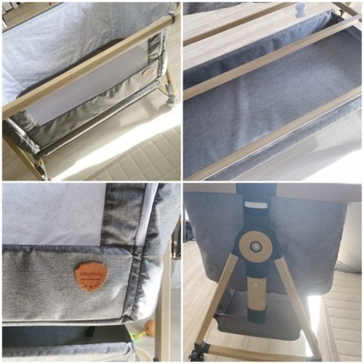 maydolly ベビーベッド 割引 グレー Maydolly 折りたたみ式 添い寝