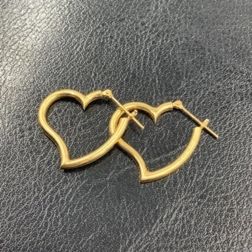 売り切れました。K18 18金　ハートフープピアス　1.4g