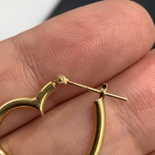 売り切れました。K18 18金　ハートフープピアス　1.4g