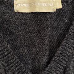 【POWER TO THE PEOPLE】ウール100％定番Ｖネックのベスト黒ストライプＬの画像