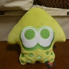 イカ(ネオンイエロー、黄緑) リバーシブルクッション 「Spla...