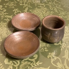 備前焼  ぐい呑　おちょこ　小皿　3点セット
