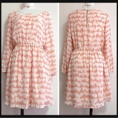 ꒰PAGEBOY꒱ハート総柄 長袖 ワンピース ピンク系 夢可愛い