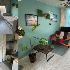 初期費用０円！映え部屋　hawai風インテリア　家具家電付き　火...