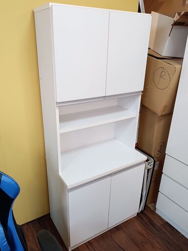 キッチンボード　カップボード　食器棚　ホワイト　白　サイズ（約）幅75×奥45×高180　　■近隣配送無料 買取GO‼　栄和店