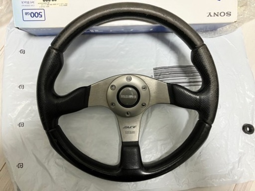 ☆MOMO ステアリング RACE ハンドル TYP D35 KBA70116ホーンボタン レザー 黒 モモ☆
