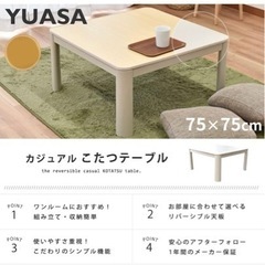 【受渡者決定】75×75 天板リバーシブル こたつ