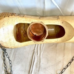 【華道具】釣舟 約73cm 竹工芸 花器 舟 チェーン 茶道具 生け花の画像
