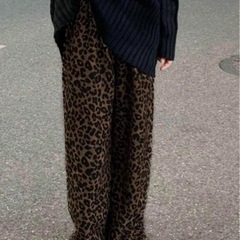 SHEIN Honeyspot ヒョウ柄 ワイドレッグパンツ
