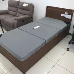 ★ジモティ割あり★  ベットフレーム　シングル ダークブラウン H85×D206×W98 クリーニング済み HJ1697の画像