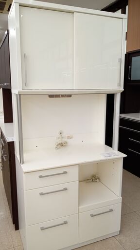 ★ジモティ割あり★  レンジボード 白 H120×D50×W90 クリーニング済み TJ3394