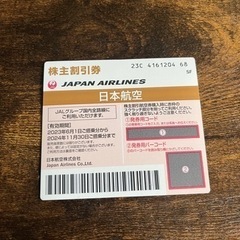 JAL株主優待　50%割引券　