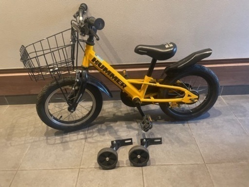 14インチ 身長85～105cm 子供用自転車 ハマーキッズ14-TZ 折りたたみ（イエロー） 男の子 スチールフレーム 補助輪 カゴ