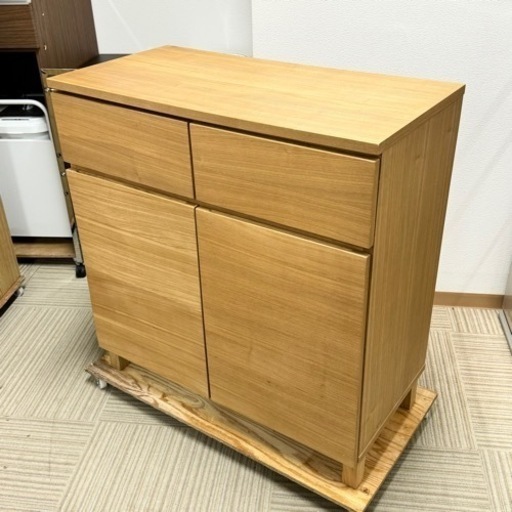 【超美品‼️】定価36,000円♪ 無印良品 80cm幅キャビネット サイドボード カップボード レンジ台 収納家具 オーク材ブラウン