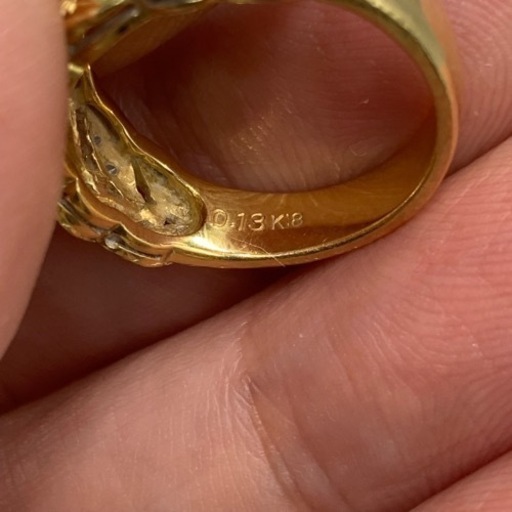 K18 18金　ダイヤモンドリング　ハーフエタニティ　リーフモチーフ　5.2g 約11.5号