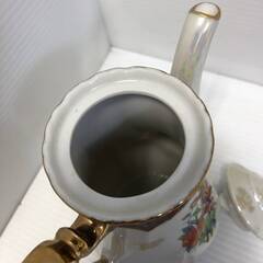 ▼【アンティーク調　ティーポット　丸政窯　未使用　長期保管品　オーロラ加工　金彩】（NF231018）Zi-1268Wの画像
