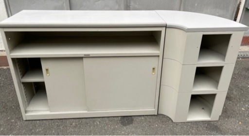 受付ハイカウンター スチール 幅1760×奥560×高890 鋼板 受付カウンター アール型 オフィス用品 オフィス家具 事務用品 事務家具 大阪発