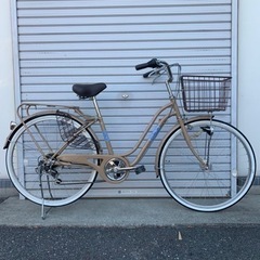 ☆前後タイヤ新古品☆ 26型 6S LEDオートライトシティーサイクル 防犯登録