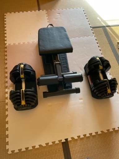 可変式ダンベル　40kg×2個、トレーニングベンチのセット