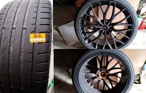 車ホイール 19インチ タイヤ溝ほぼ無し 4本 225/35/R19