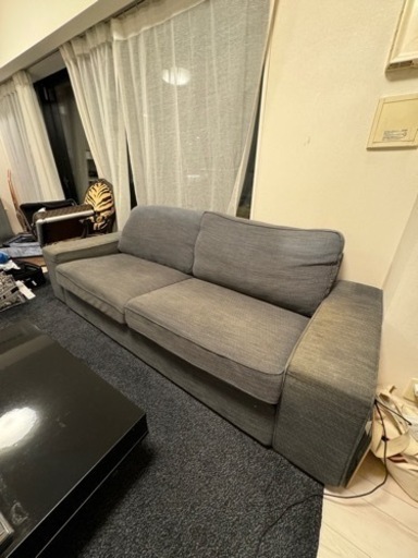 IKEA 3-4人掛け　ソファ　オットマン付き　グレー