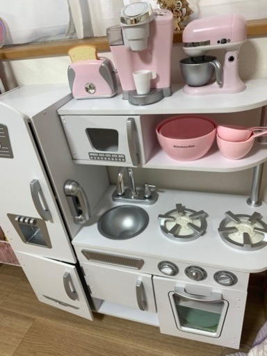 【子供用キッチン】キッドクラフト ヴィンテージキッチン ホワイト 木製