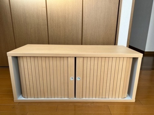 キッズ用キャビネット おもちゃ箱 幅91cm 高さ38cm ナチュラル じゃばら扉 子供 収納
