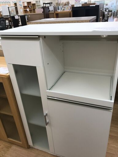 ★ジモティ割あり★  レンジ台 白 H119×W75×D40 クリーニング済み KJ4002